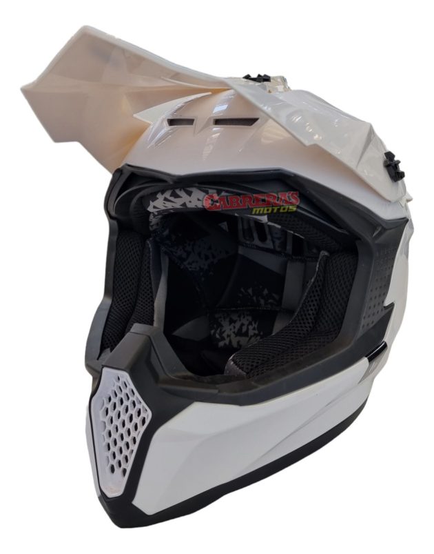 Casco Cross Mt Falcon Blanco Perlado - Imagen 2