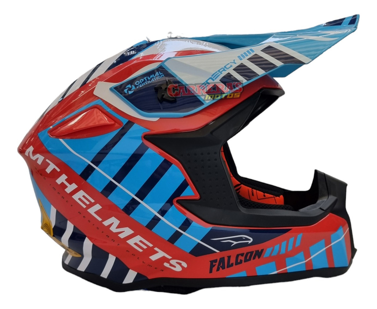 Casco Cross Mt Falcon Rojo/celeste Energy