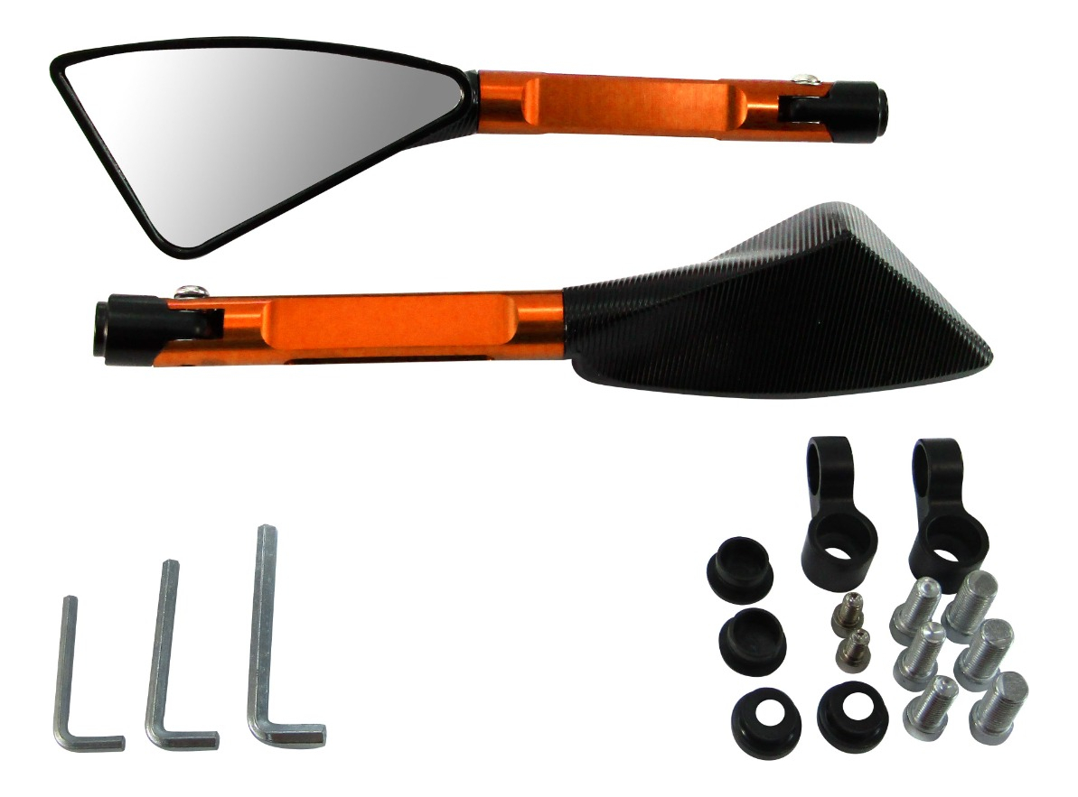 Espejo Tuning Naranja Brazo Largo