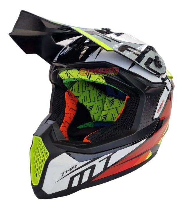 Casco Cross Mt Falcon Blanco/amarillo/rojo - Imagen 2