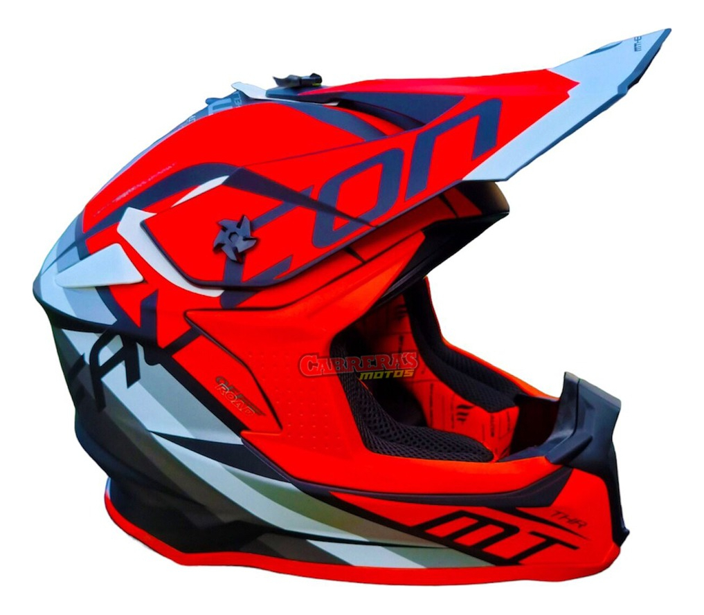Casco Cross Mt Falcon Thr B5 Rojo Negro Mate