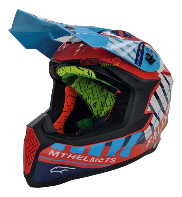 Casco Cross Mt Falcon Rojo/celeste Energy - Imagen 2