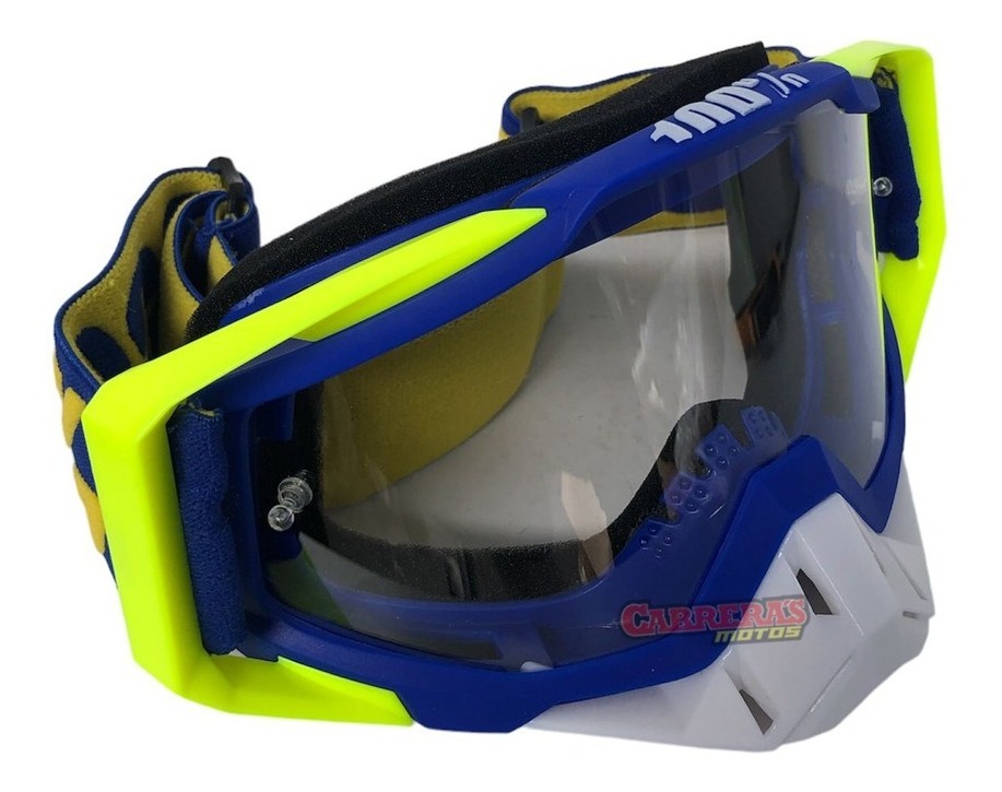 Antiparra 100% Con Tearoff Y Mica Transparente Azul/amarilla