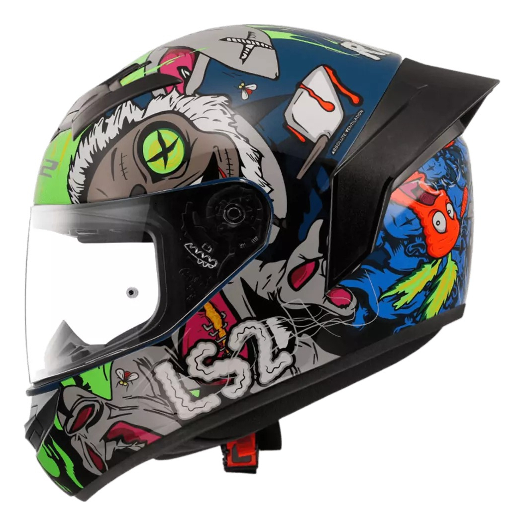 Casco Ls2 Integral Ff352 Rabad Azul Verde Multicolor