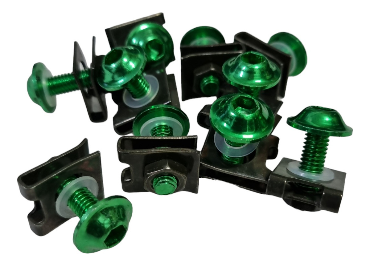 Kit Tornillos Tuning Verde 10 Pzs C/grampa