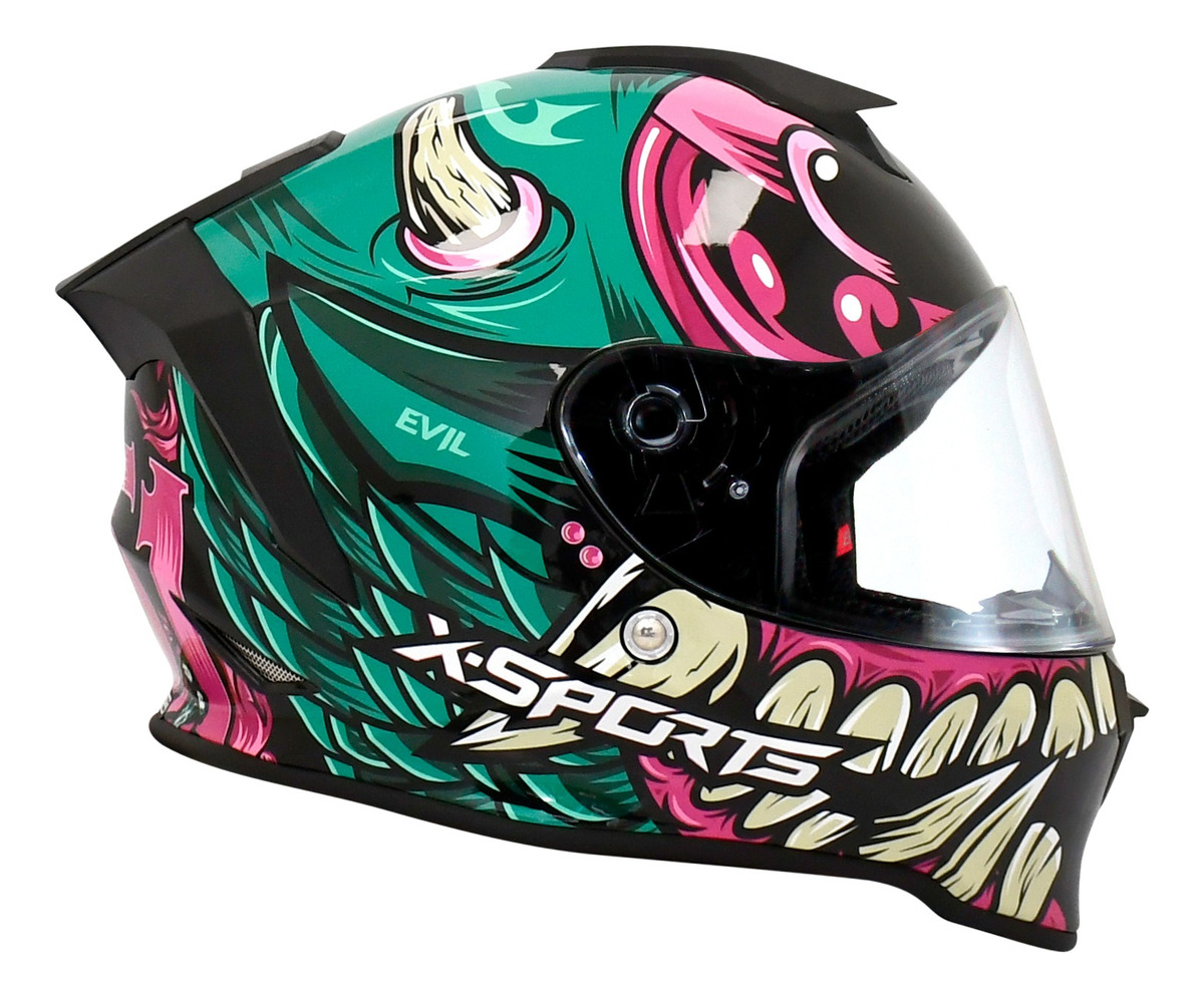 Casco Integral Xsports V151 Negro/verde/violeta