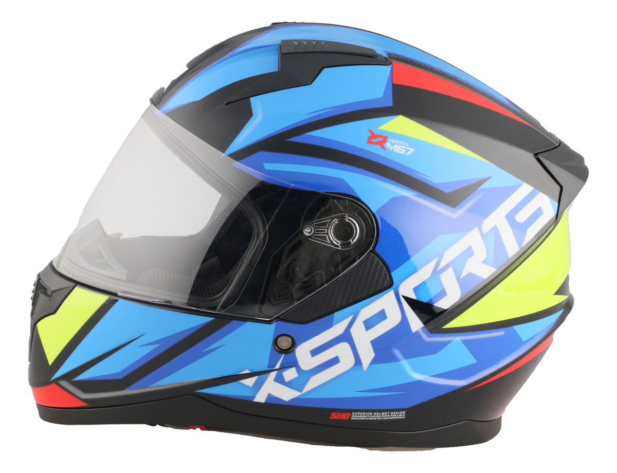 Casco Integral Xsports M67 Azul Brillo/verde