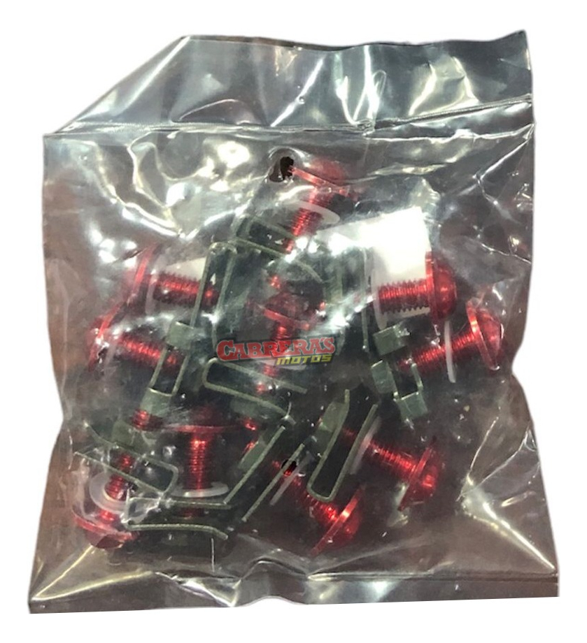 Kit Tornillos Tuning Rojo 10 Piezas C/grampa 6x20