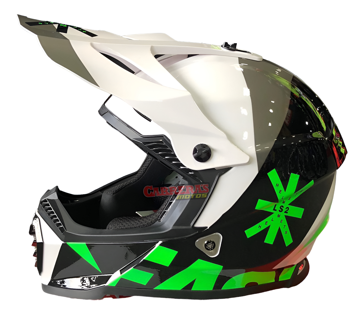 Casco Ls2 Cross Evo Heavy Negro Blanco Verde Talle M